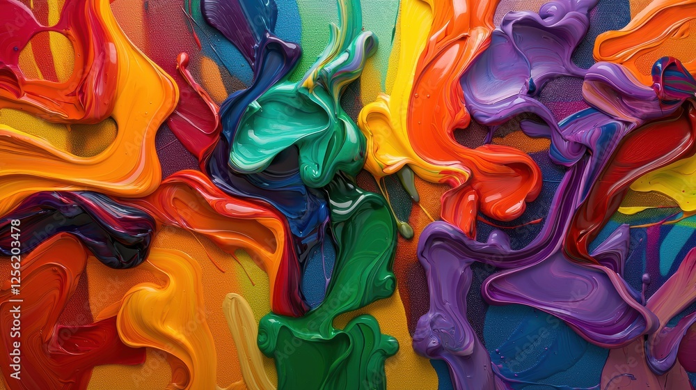 Poster a colorful painting with many different colors and shapes