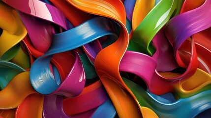 A colorful ribbon with a rainbow pattern