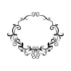 An open ornamental frame with detailed floral and leaf patterns in black