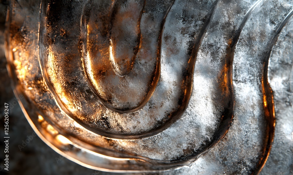 Poster abstract metallic textured surface with golden highlights showcasing a dynamic interplay of light an