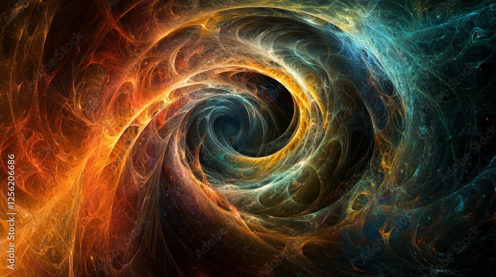 Poster abstract swirling vortex of colorful energy and light patterns