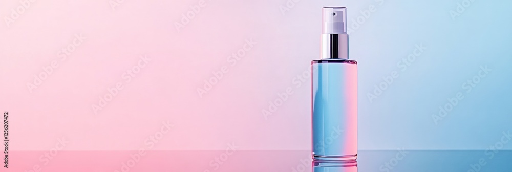 Aufkleber sleek cosmetic bottle with pastel tones on a reflective surface ideal for branding and product displ