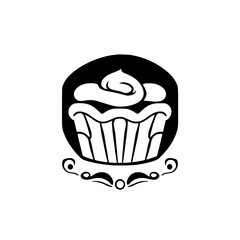 Simple Elegant Cupcake Illustration on White Background