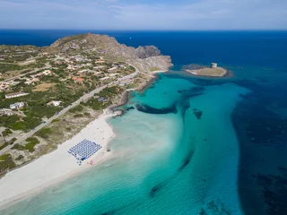 Aerial View of Spaggia La Pelosa, Stintino, Province of Sassari, Sardegna