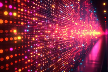 Obraz premium Illuminated interconnected nodes in a high fidelity matrix digital space visual art abstract close-up view technology concept