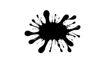 Abstract black blot, made with broad brushstrokes. Bright, juicy colors create a dynamic effect on a white background, adding artistic accent and energy