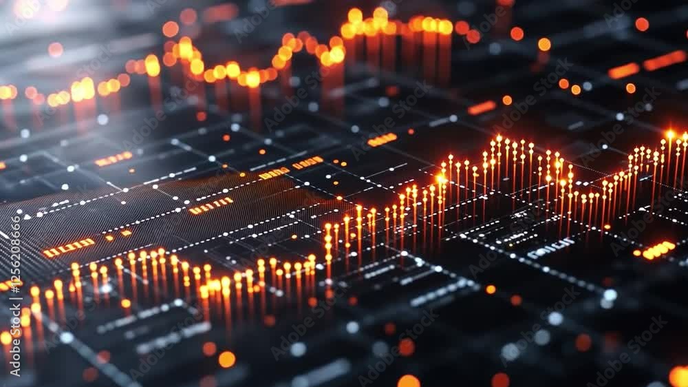 Fototapete abstract circuitry: a mesmerizing abstract visualization of a futuristic data network, with glowing 