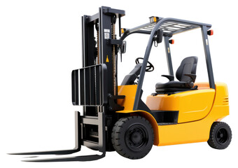 PNG Electric forklift white background delivering equipment.