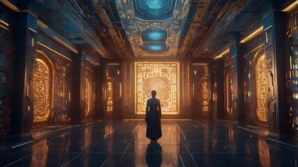 AI-generated wallpaper combining traditional cultural motifs with futuristic glowing accents and animated details, celebrating heritage through modern technology.