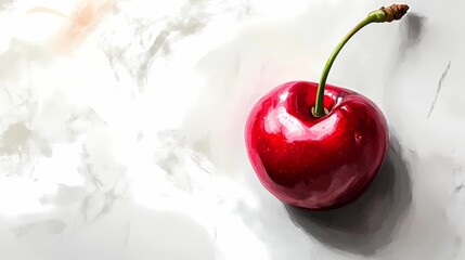 Stylized cherry drawing, perfect for culinary use in recipes and food design projects. Digital art style.