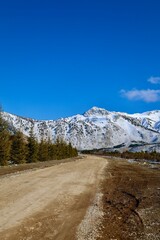 Snowy mountain landscape. High quality photo