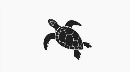 Fototapeta premium Elegant turtle silhouette on white background showcasing delicate features in minimalist style