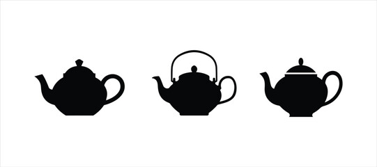 Teapot vector set hand drawn illustration on white background. teapot vector art icon,