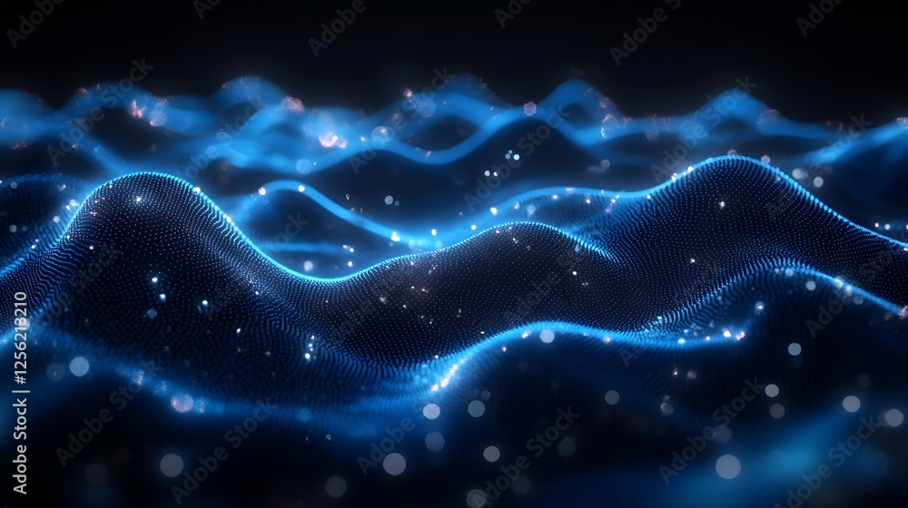Aufkleber dynamic abstract blue waves background with sparkling water wave texture for creative designs and ar