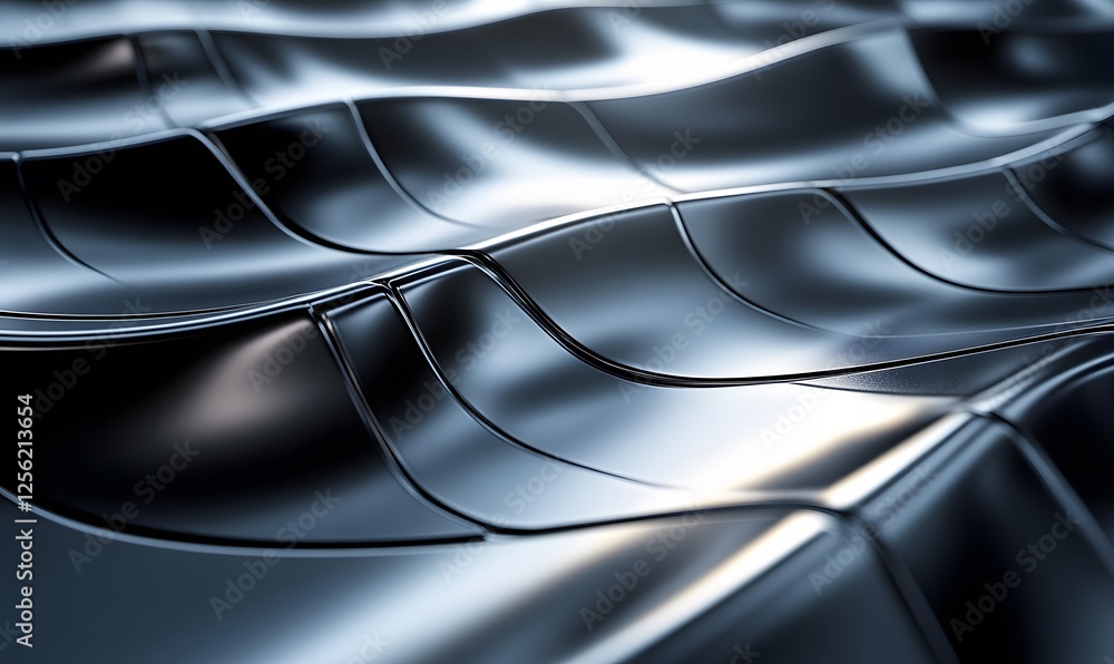 Poster abstract metallic wave pattern background with sleek curves and reflections