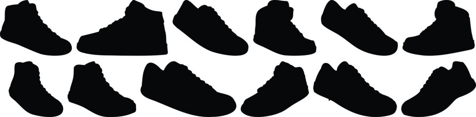 Shoe silhouette set vector design big pack of footwear illustration and icon