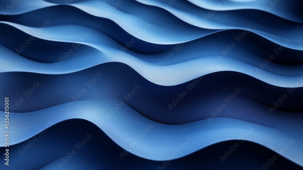 Poster abstract blue waves: a textured fabric surface with gentle undulations and subtle color gradients in