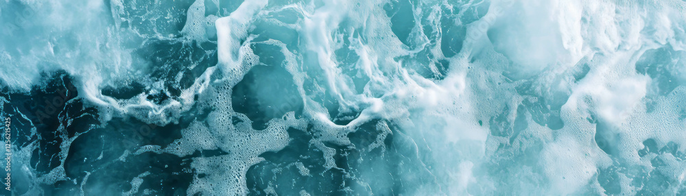 Poster waves gently crashing on the shore create a serene and calming atmosphere by the ocean
