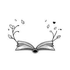 Open book, a unique design with leaves and hearts.