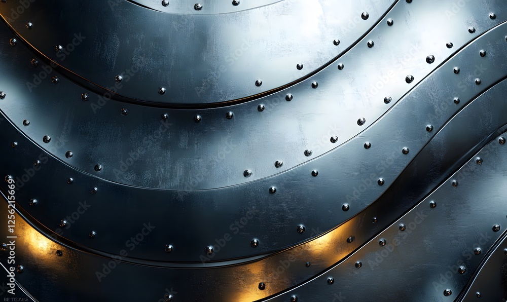 Poster metallic waves with rivets a textured abstract surface for backgrounds and designs