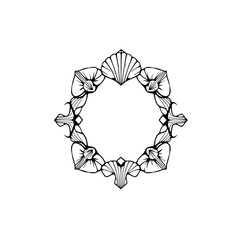 Circular Mandala with Shells and Floral Details