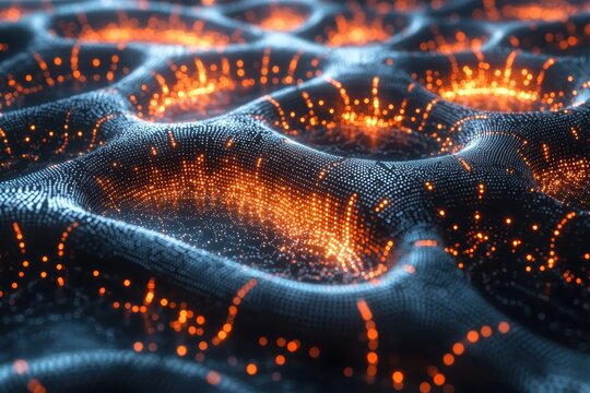 Futuristic holographic display of interconnected data digital realm visualization high fidelity abstract concept