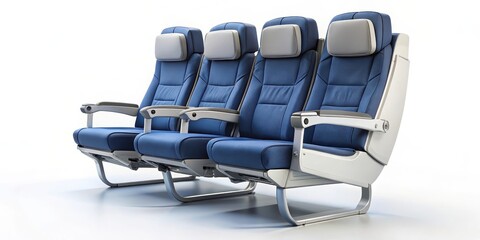 Fototapeta premium Four Airplane Seats on White Background