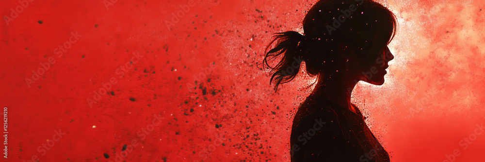 Aufkleber ruby sparks create an ethereal atmosphere around a silhouette during a vibrant artistic display