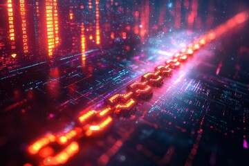 Futuristic blockchain interface illuminating high fidelity data flows virtual environment digital visualization