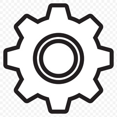Cogwheel, Flat gear with big hole in the middle in black. Black settings icon. Cogwheel symbol. Gear wheel vector linear icon for use in any purpose. EPS 10.