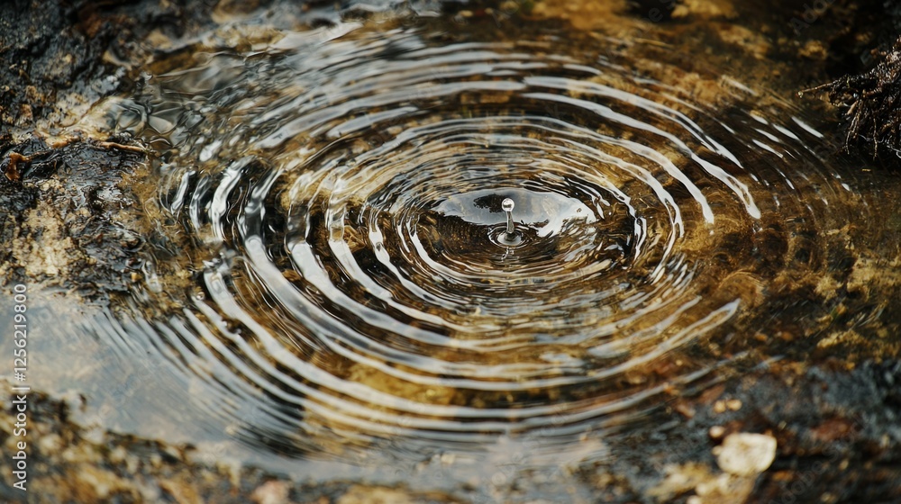 Poster calm water ripples creating circular patterns in natural setting