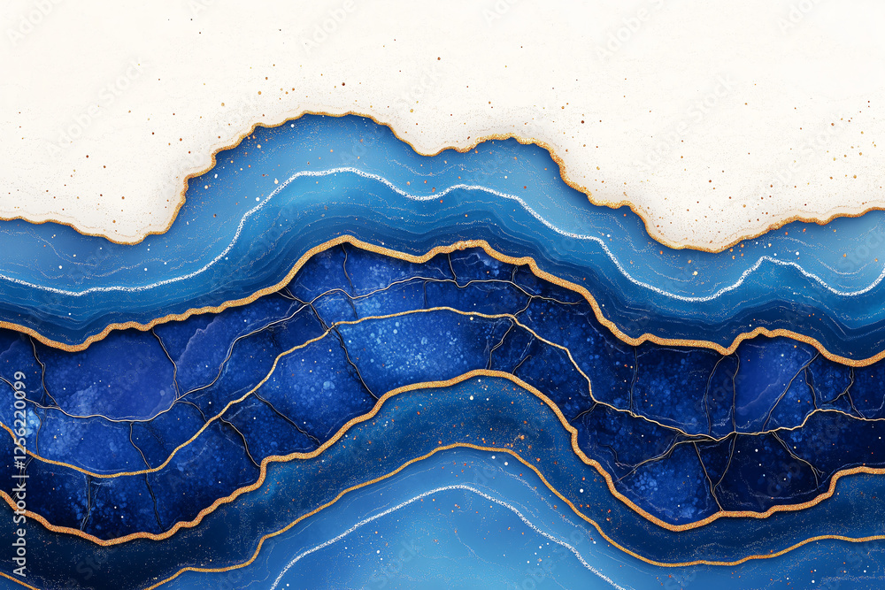 Aufkleber abstract blue and gold: a mesmerizing abstract background featuring swirling layers of blue, accente