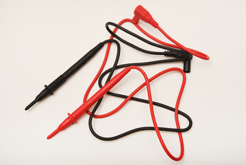 Probes for multimeter. The red and black wires of the measuring device.
