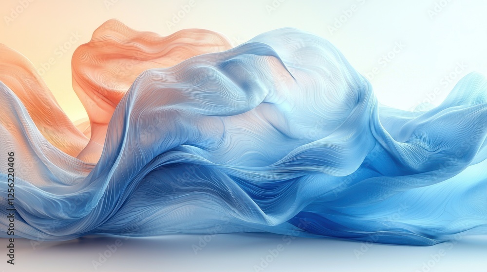 Poster abstract flowing forms in soft colors creating a serene visual effect.