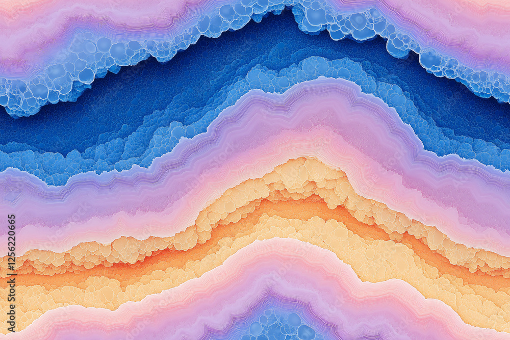 Aufkleber abstract agate texture: vibrant layers of pastel blues, pinks, and oranges create a mesmerizing abst