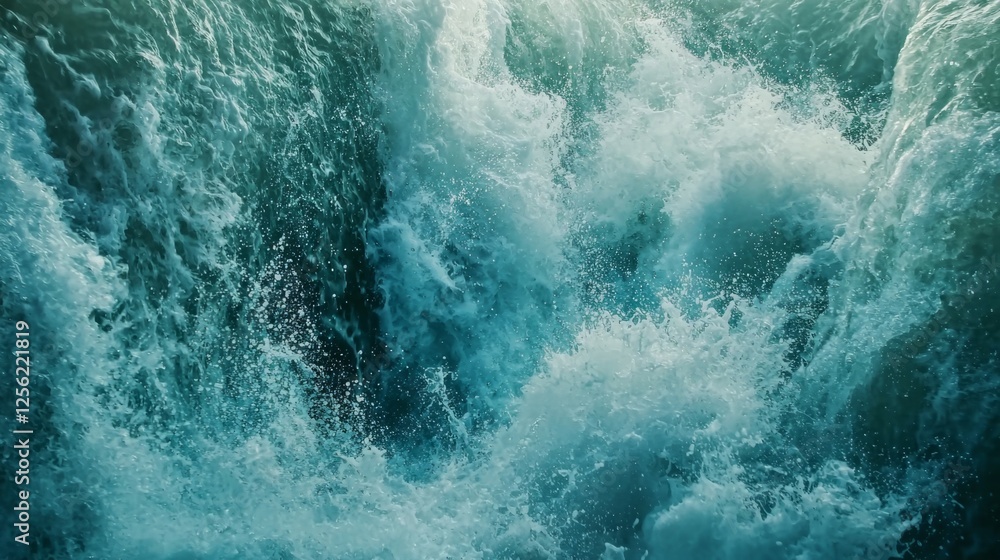 Poster dynamic ocean waves crashing powerfully against each other