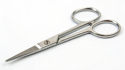 Small Stainless Steel Scissors on White Background