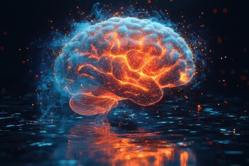 Obraz premium Radiant ai brain energy display futuristic digital art high fidelity environment vibrant concept