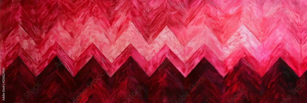 Poster Crimson zigzags create vibrant pattern across a wide canvas in a dynamic display of color