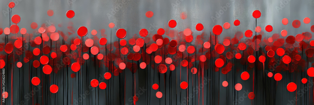 Aufkleber abstract art with dotted red flickers in a minimalist setting