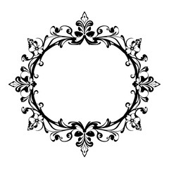 Intricate Black Floral Frame Design. Elegant Black and White Floral Arrangement. A Frame with Floral and Vine Decoration.