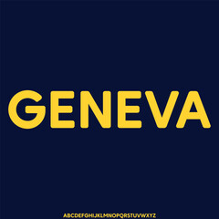 Wide futuristic alphabet typeface display font vector illustration Modern typography style design