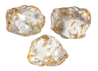 specimens of uncut leucosapphire rocks cutout
