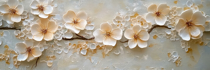 Obraz premium Delicate fragile penta blossoms gracefully adorn a textured background