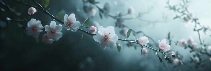 Delicate penta blossoms flourishing in a serene and moody environment