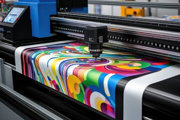 Vibrant print production process modern workshop digital art high-tech environment close-up view creative innovation