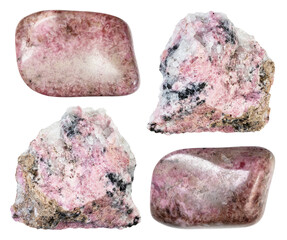 specimens of uncut pyroxmangite rocks cutout