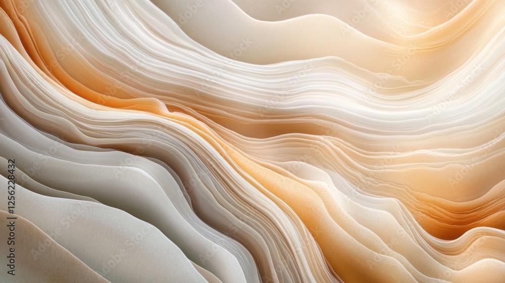 Poster abstract wavy patterns in soft peach and cream tones create a serene background, ideal for design pr
