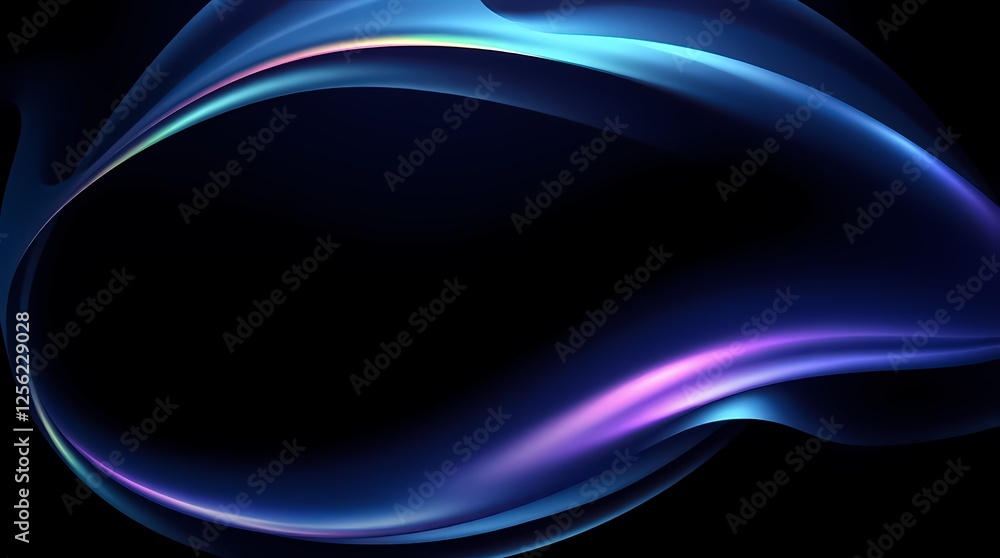 Poster Fluid abstract background with colorful waves and gradients in deep blue. Generative AI