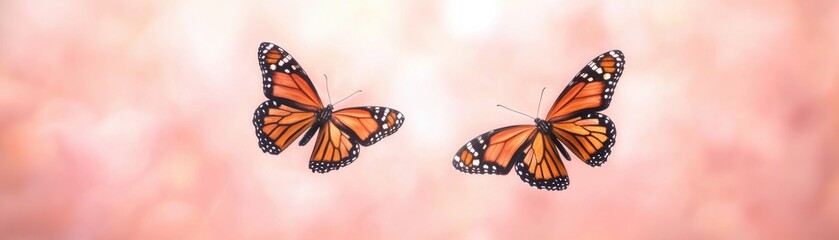 Fototapeta premium Butterflies dancing in spring garden nature photography colorful insects serene atmosphere close-up view beauty of nature